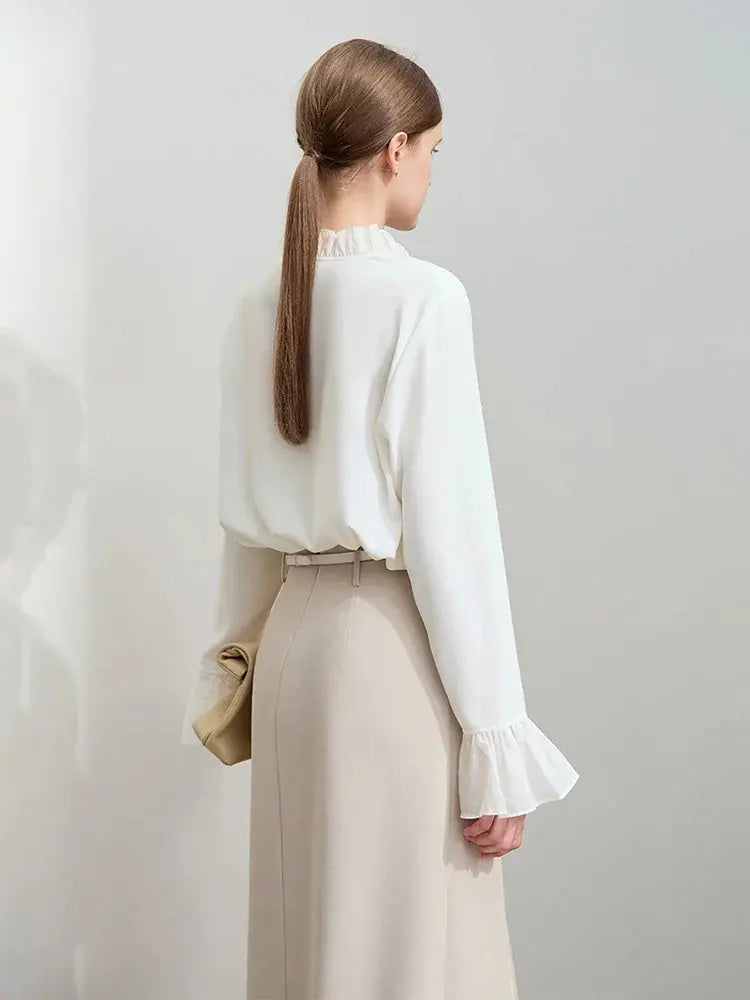 Women's Loose Chiffon Ruffle Blouse