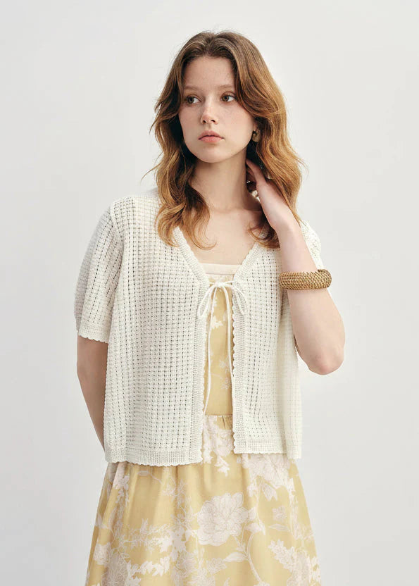 Textured Mesh Cardigan Relaxed Resort to Office Fit