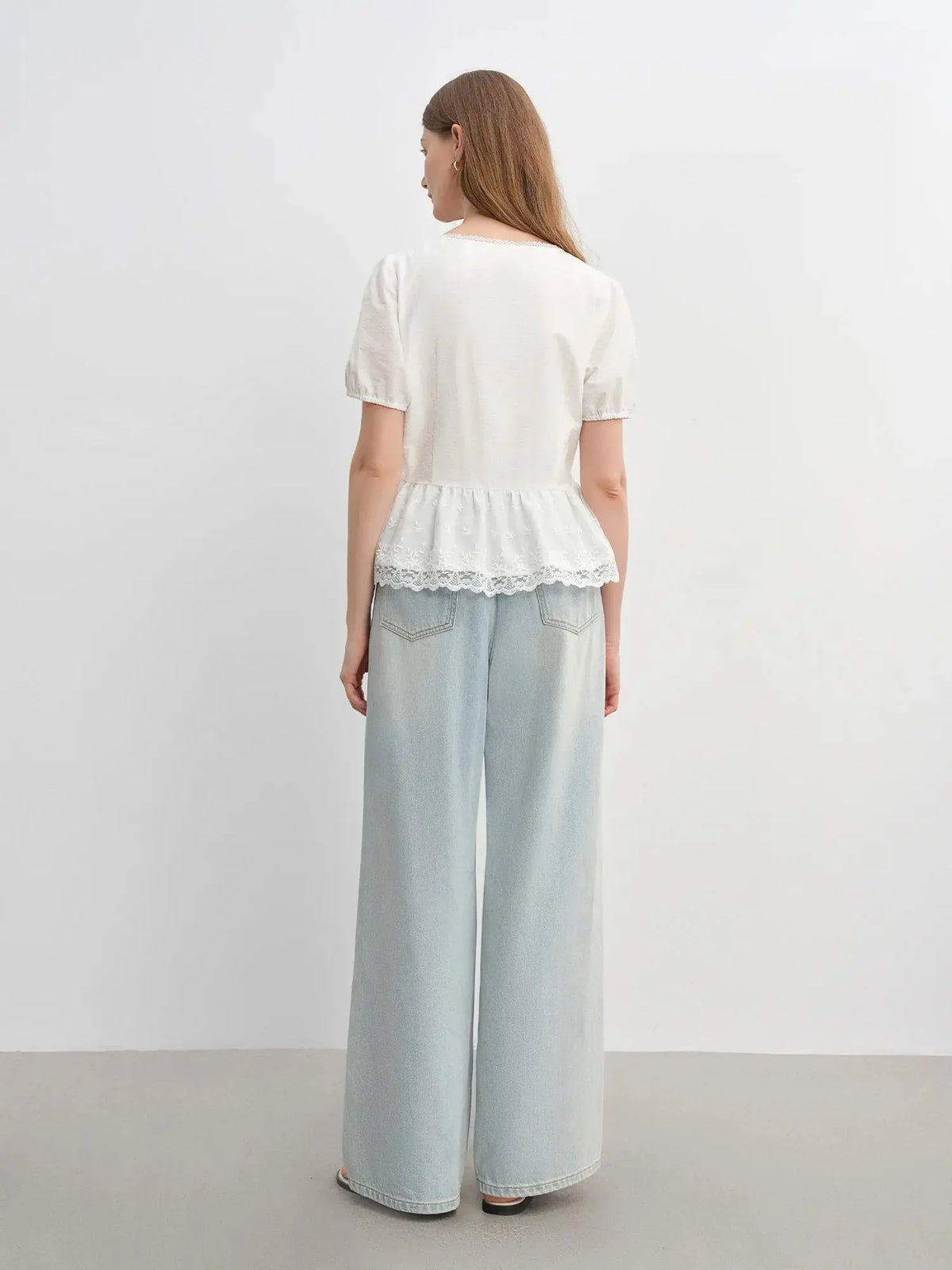 Lace Contrast Summer Blouse