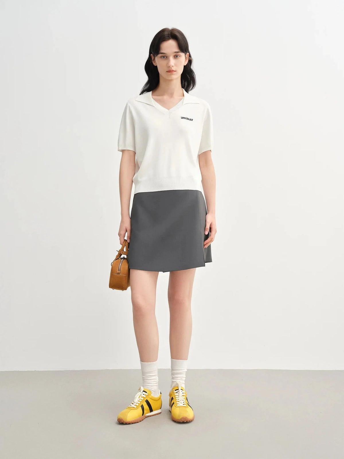 Collared Knit Top Breathable Summer Casual Style