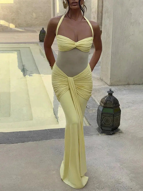 Backless Halter Maxi Dress