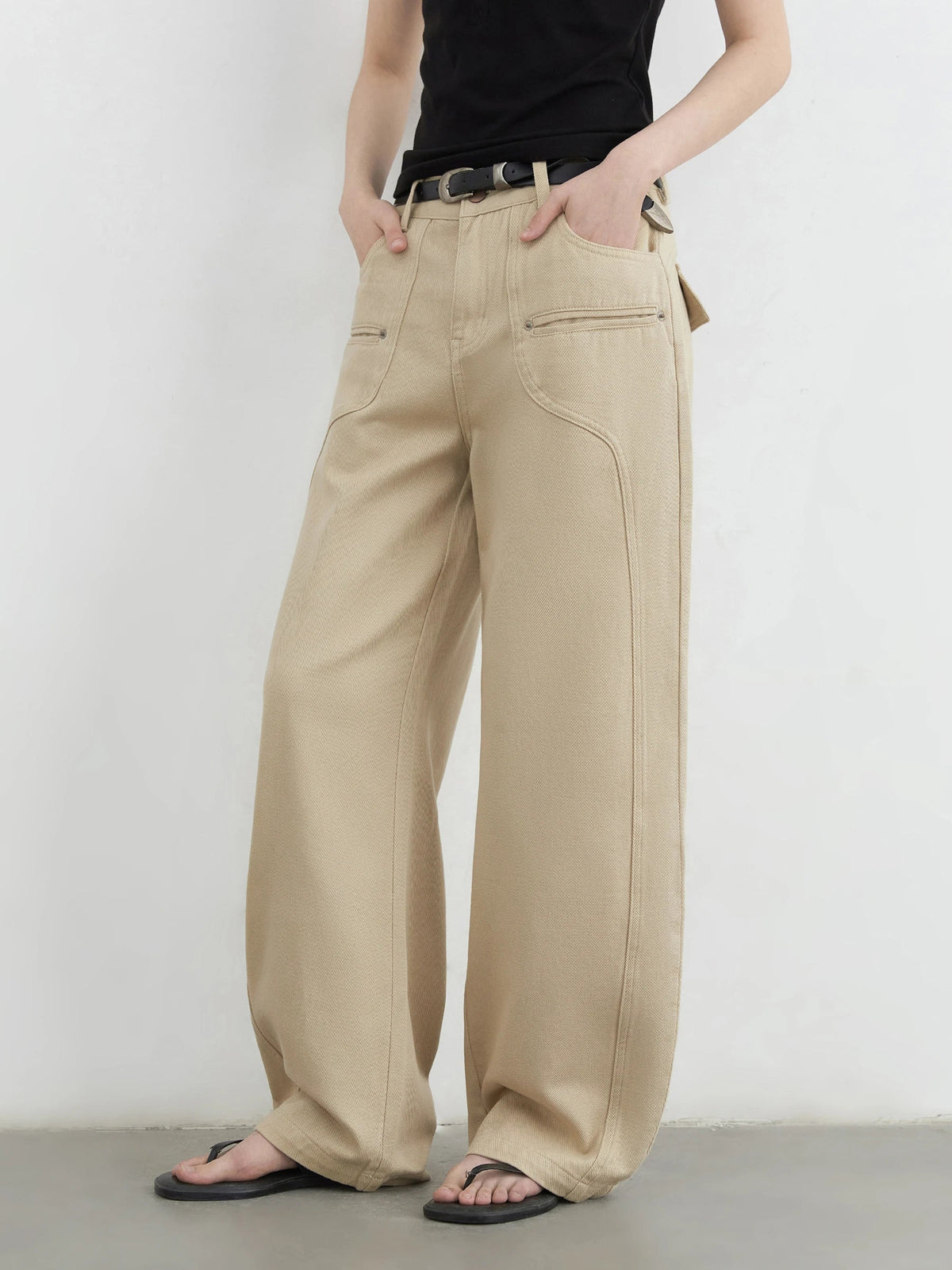 Split Wide Leg Jeans Loose Casual Denim Workwear