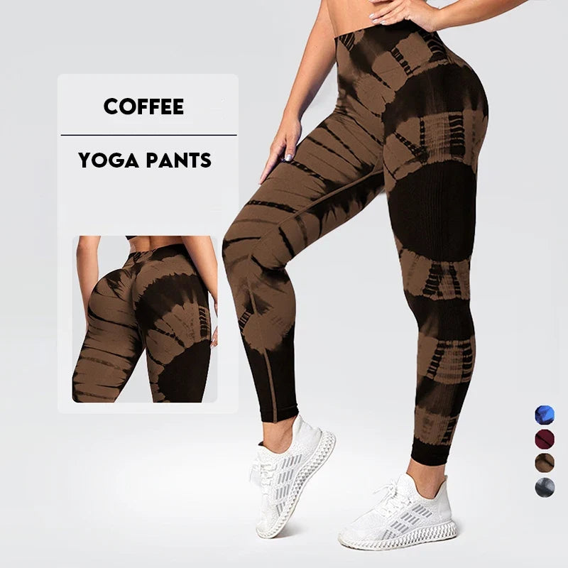 New Tie-Dye Seamless Yoga Leggings Breathable Gym High Waist Sports Leggings Women  Fitness Running Exercise Hip Lift Pants