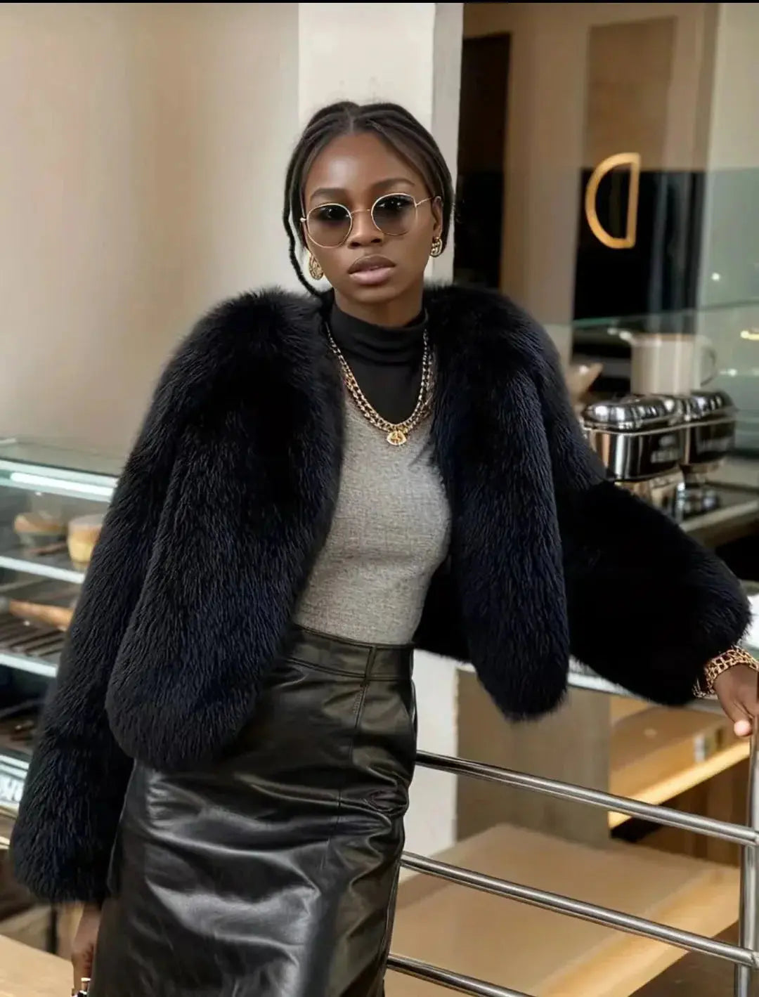 Elegant Imitation Fur Jacket