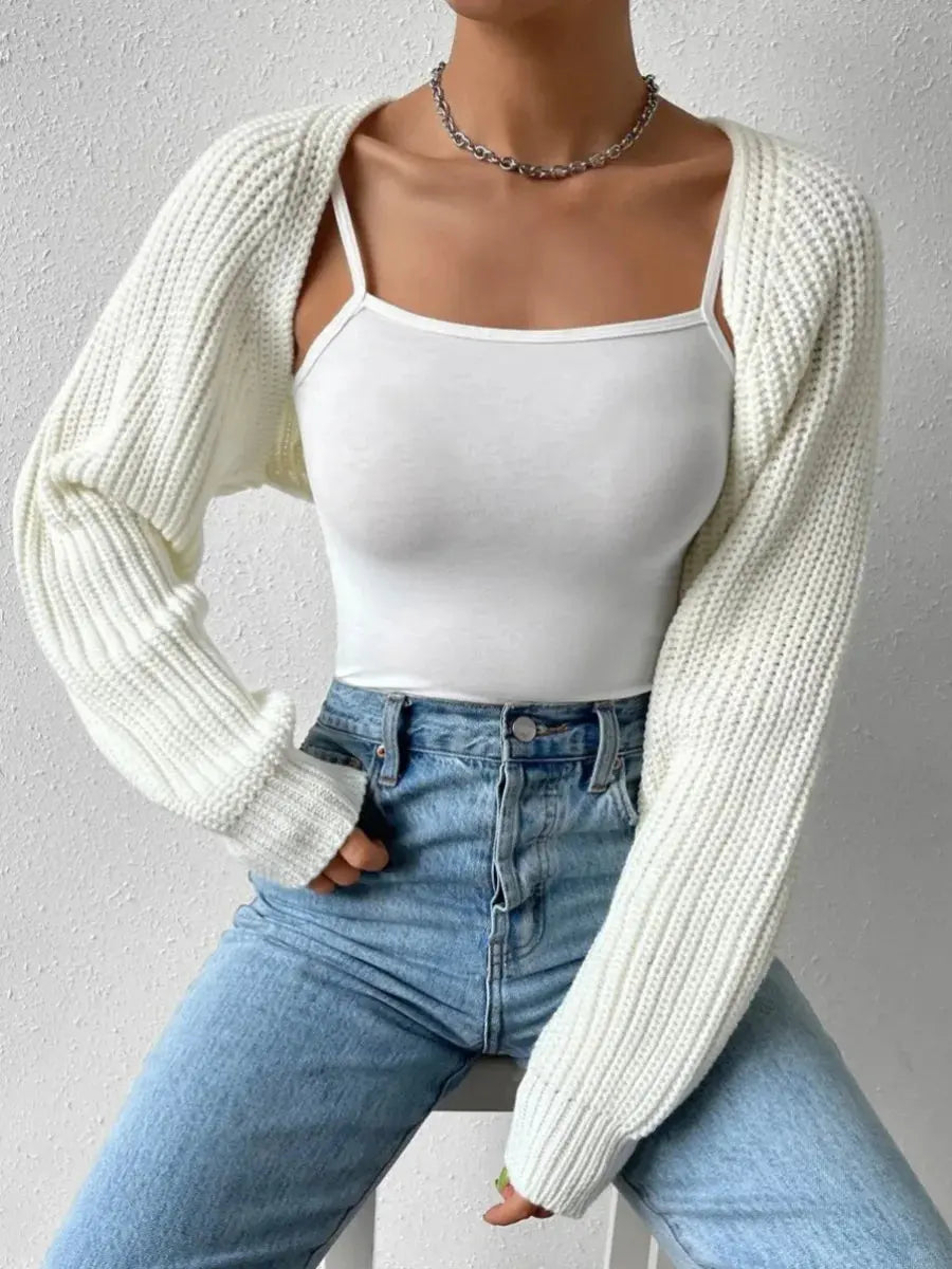 Women's Rib-Knit Cropped Cardigan Shrug