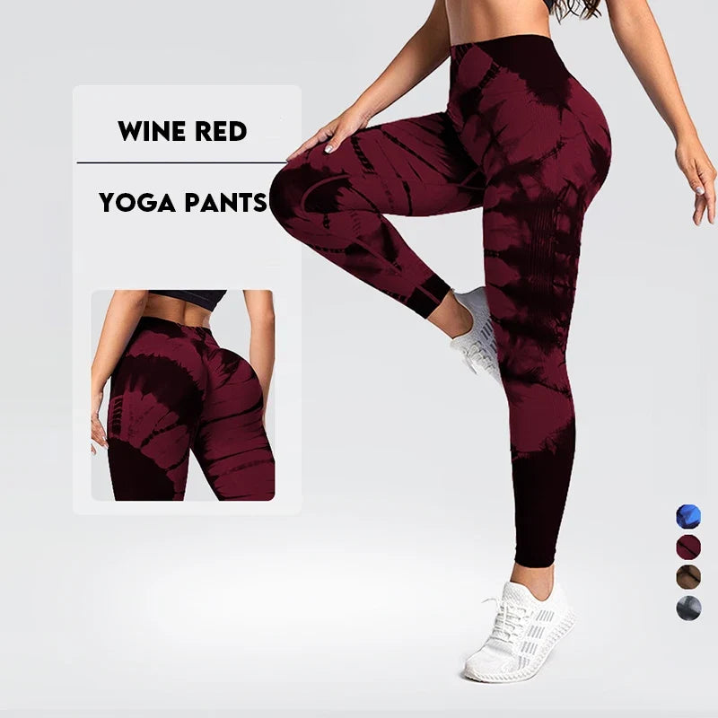 New Tie-Dye Seamless Yoga Leggings Breathable Gym High Waist Sports Leggings Women  Fitness Running Exercise Hip Lift Pants