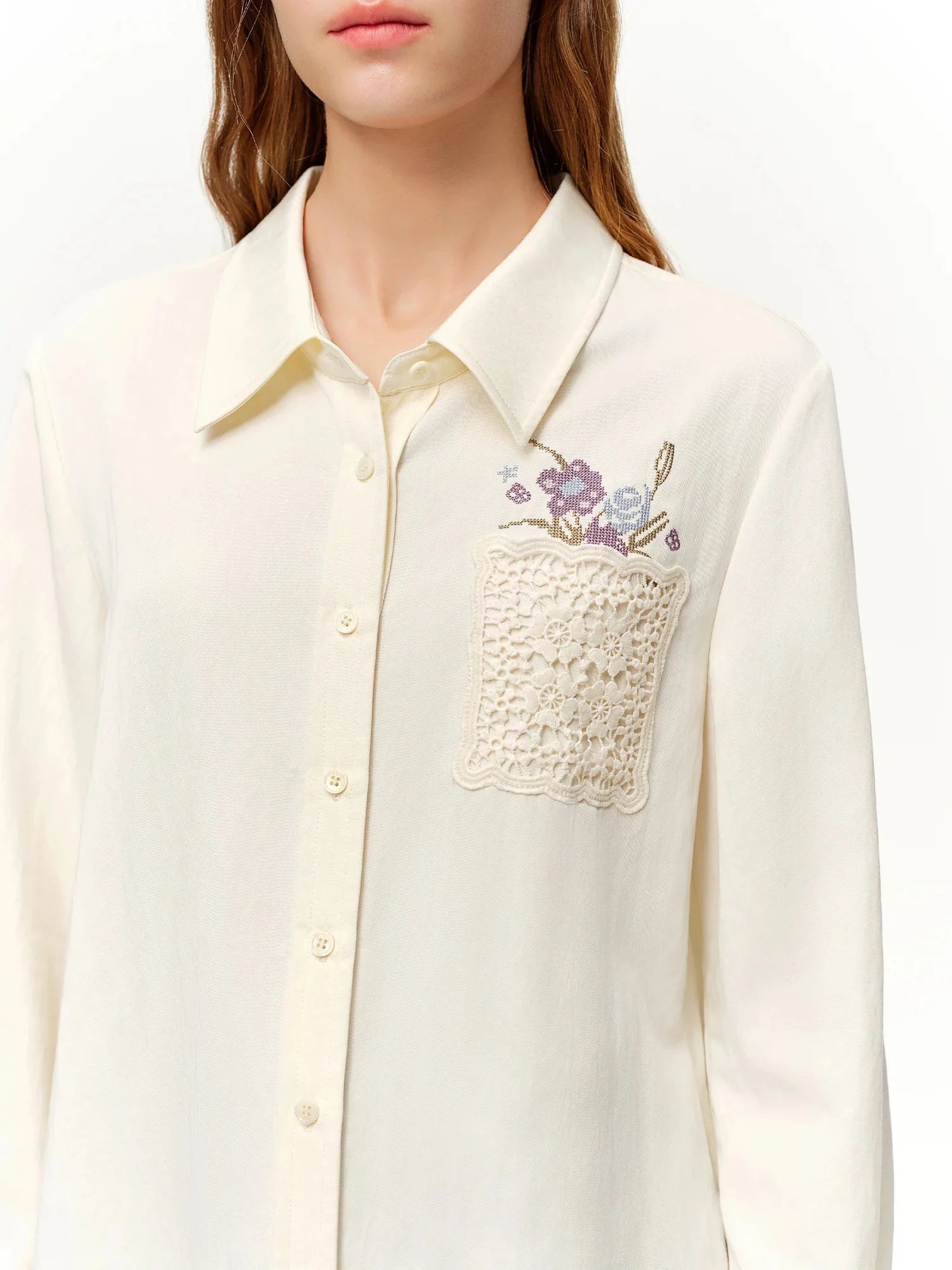 French Lace Embroidered Blouse Chic Cottagecore Shirt