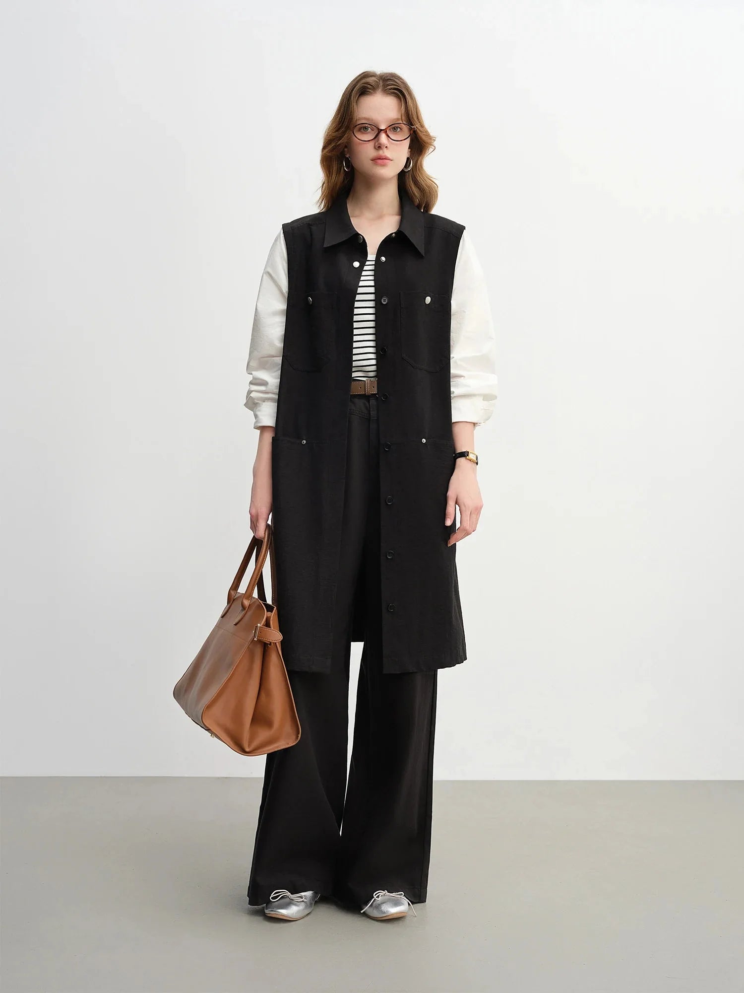 Plus Size Color Block Workwear Shirt Dress