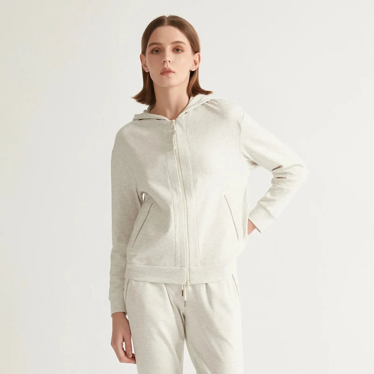 High Quality Cotton Cropped Zip Hoodie for Women