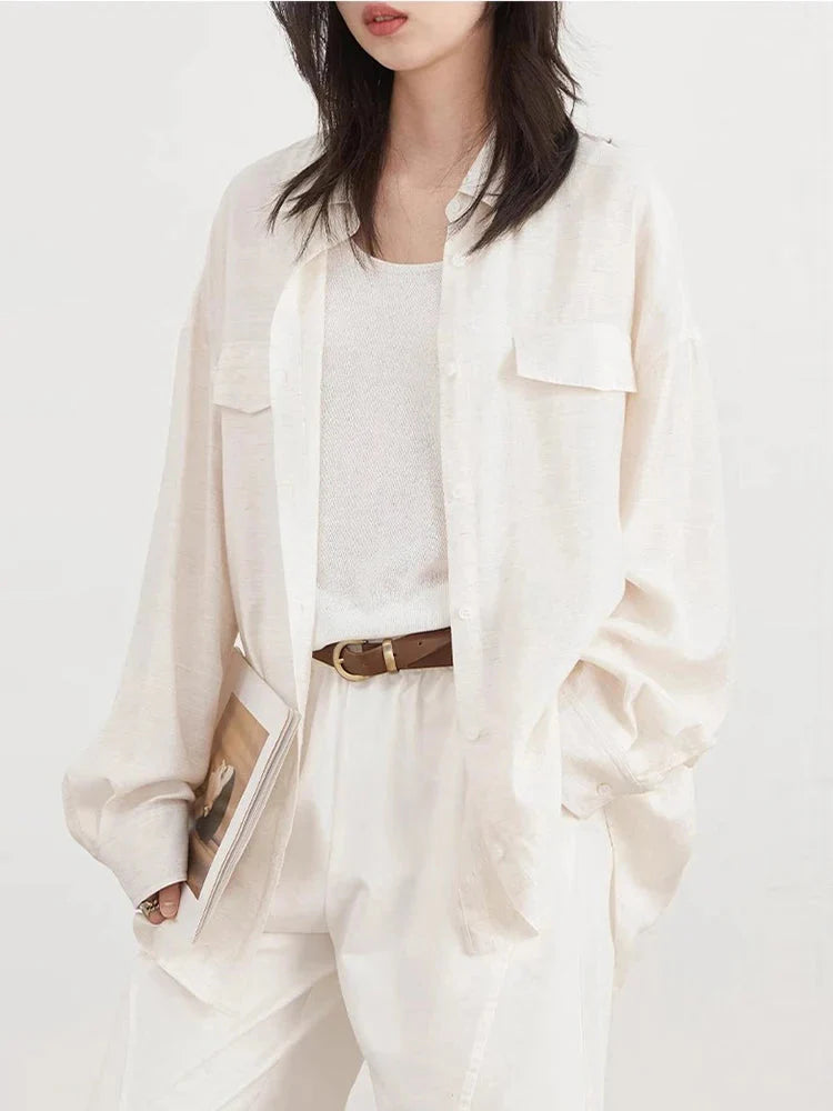 Long Sleeve Single Breasted Shirt Loose Spring Blouse