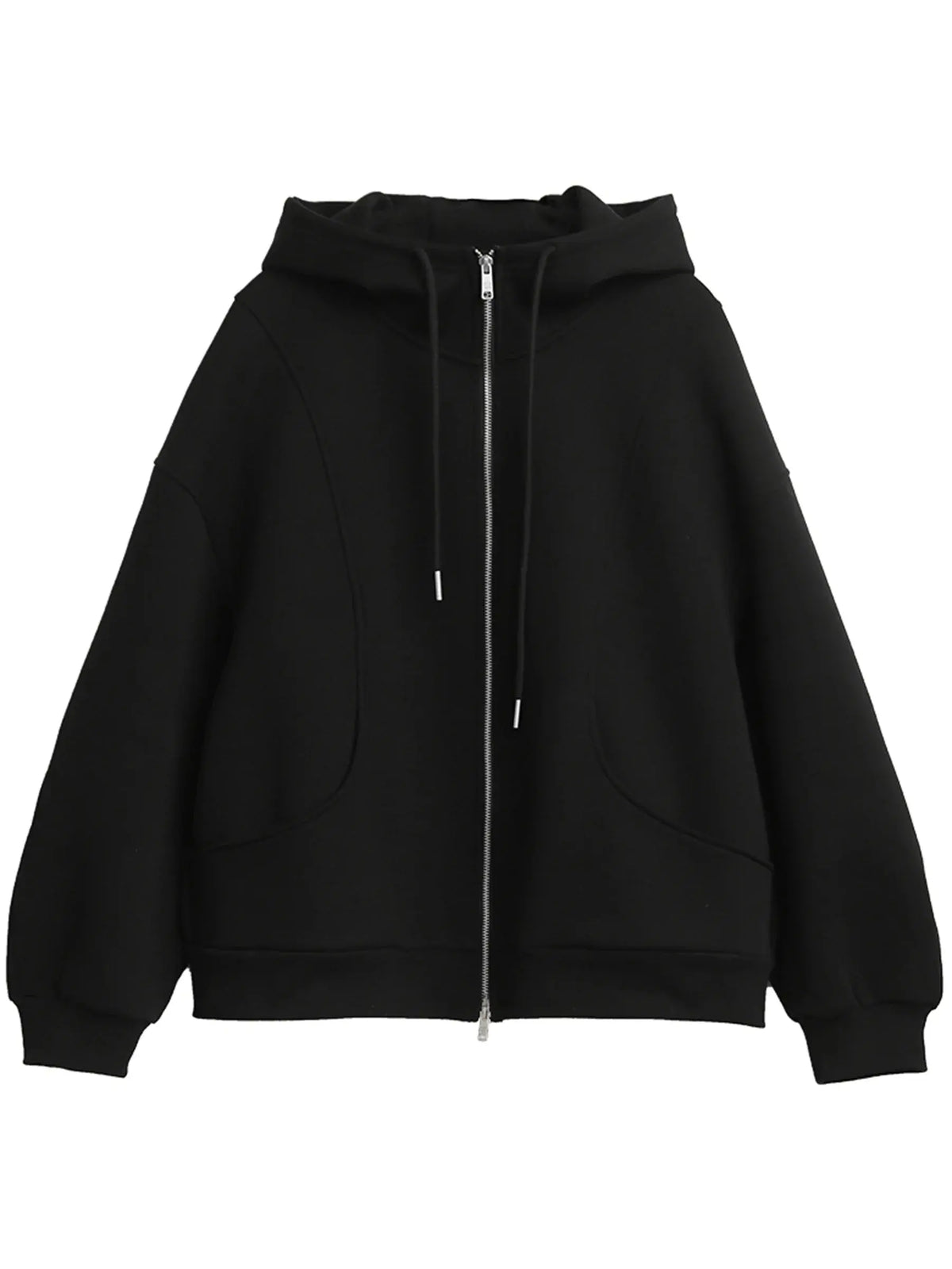 Women's Loose Drawstring Hooded Sweatshirt Jacket