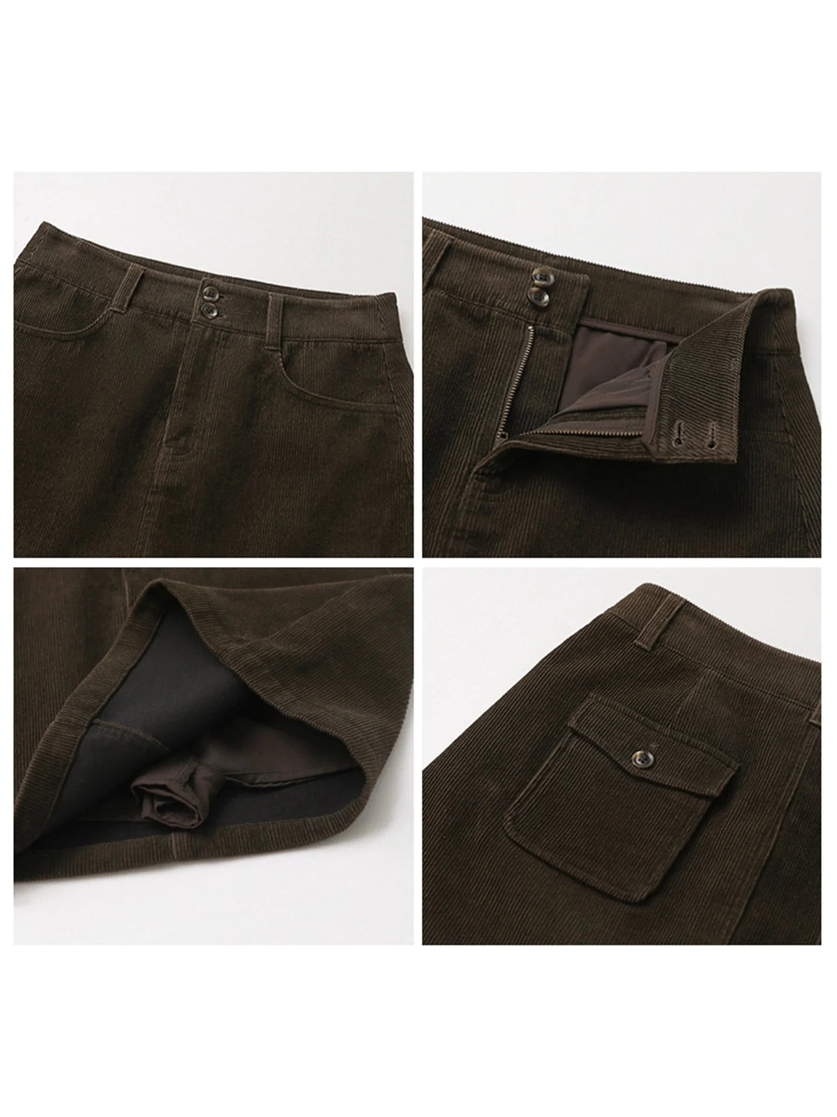 Women’s Retro High-Waisted Corduroy A-Line Skirt