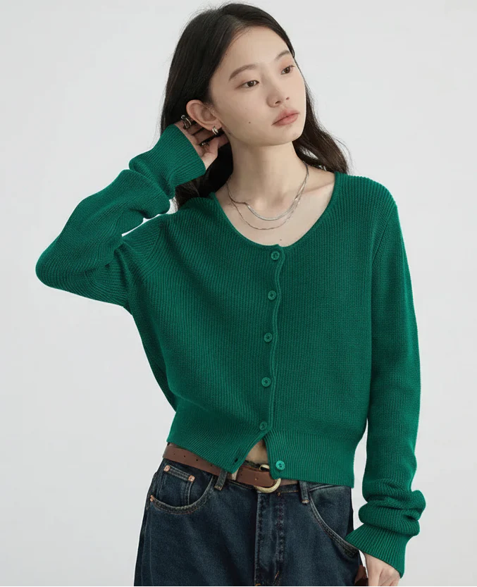 Round Neck Knit Cardigan Loose Spring Sweater