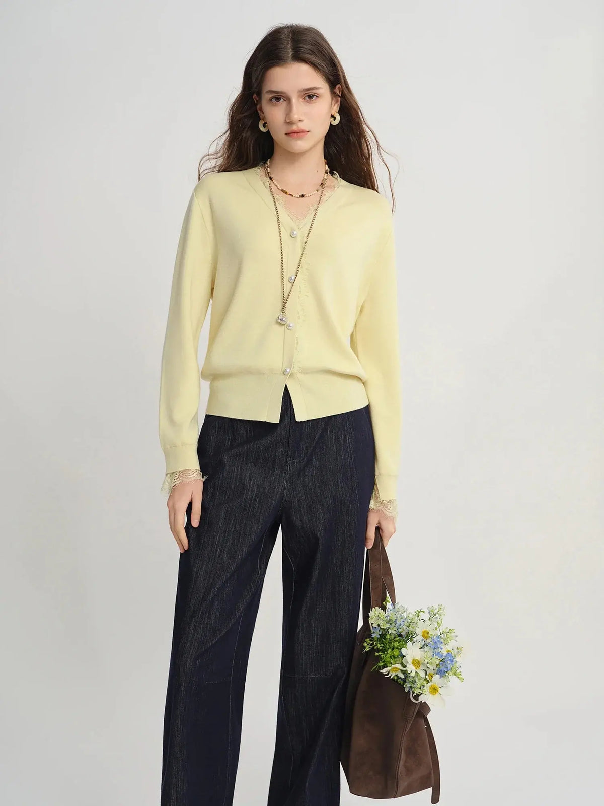 Chic Lace-Trimmed Plus Size Cardigan