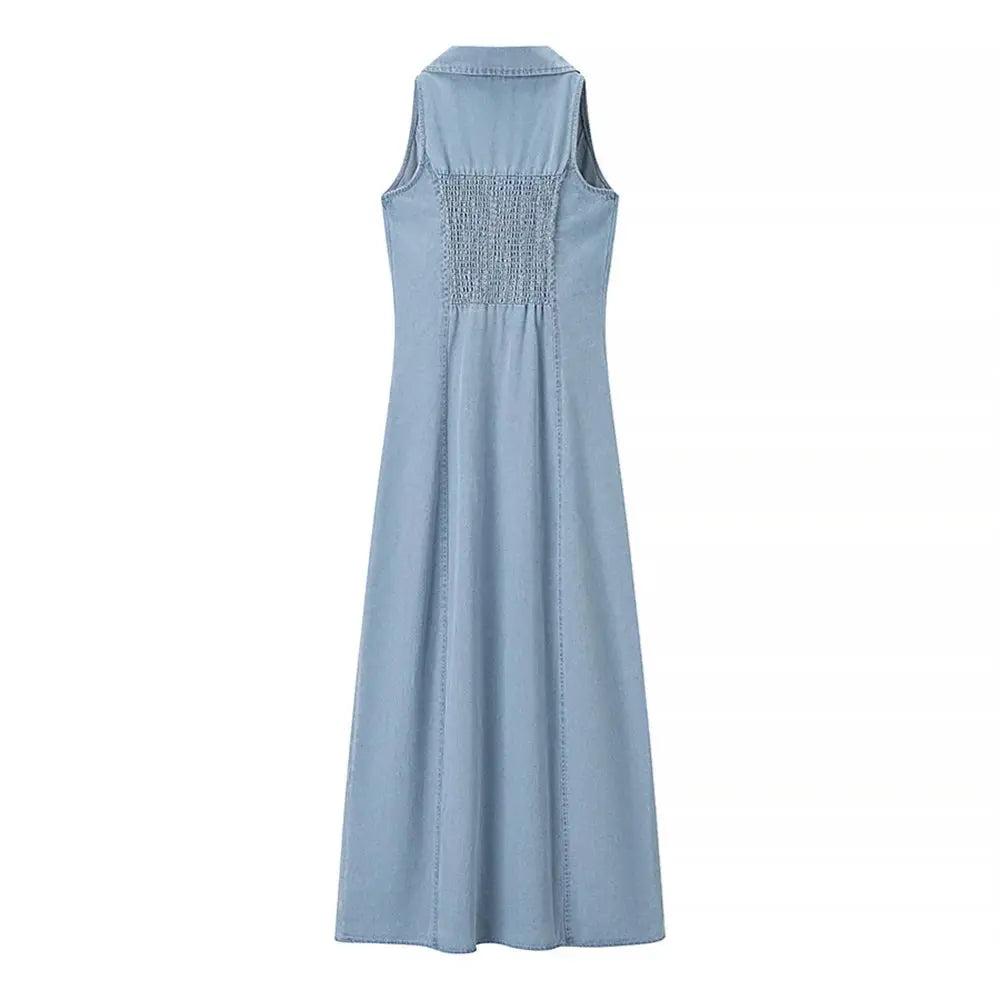 Blue Denim Maxi Dress for Women