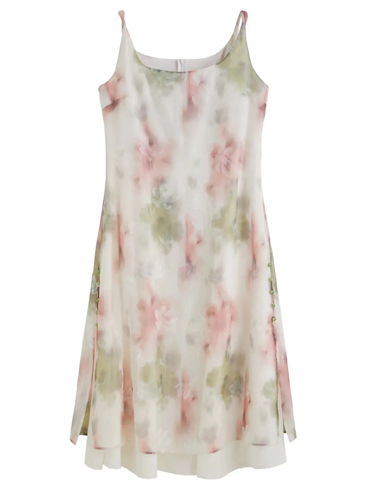 Blush Effect Print Plus Size Dress: Flattering Fit & Strappy Elegance