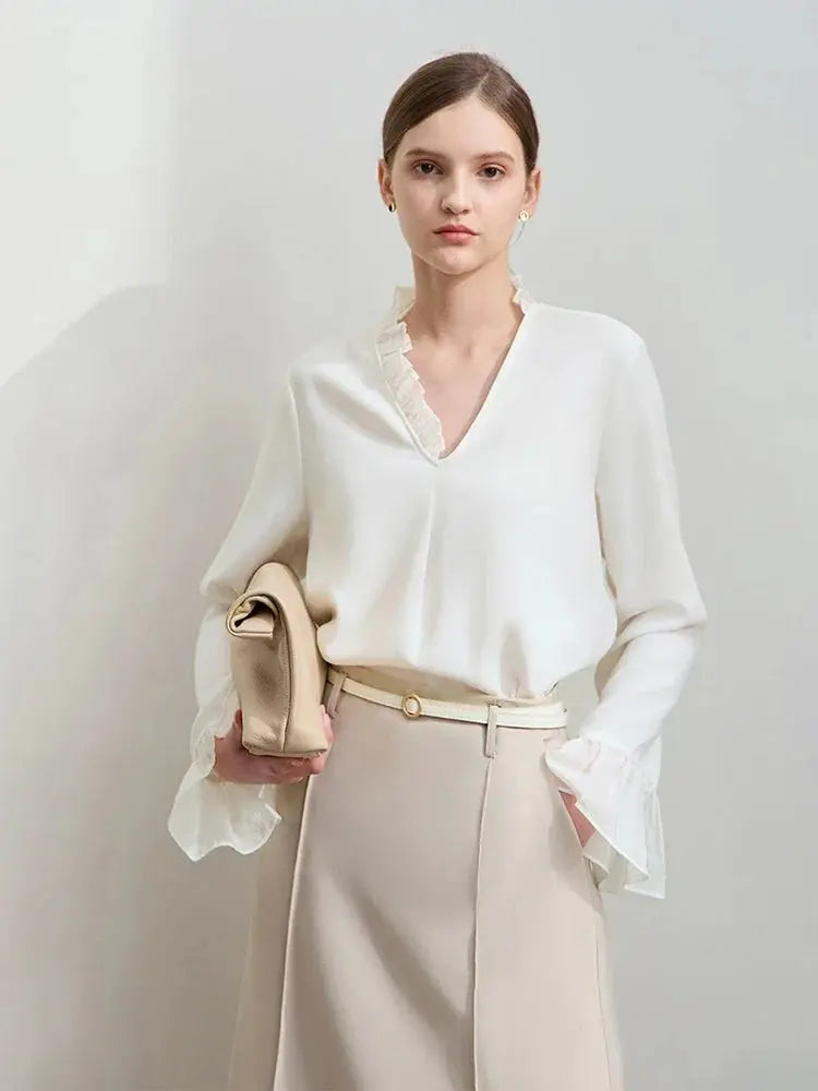 Women's Loose Chiffon Ruffle Blouse