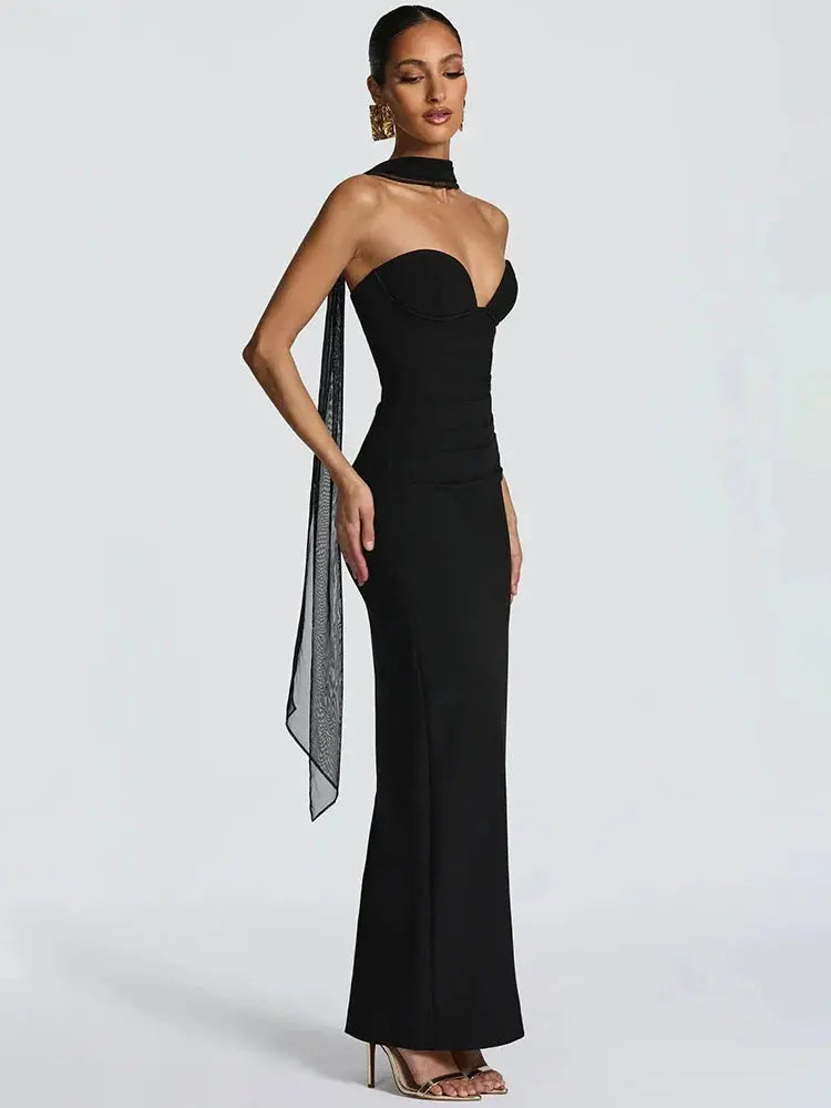 Halter Off-Shoulder Backless Bodycon Gown