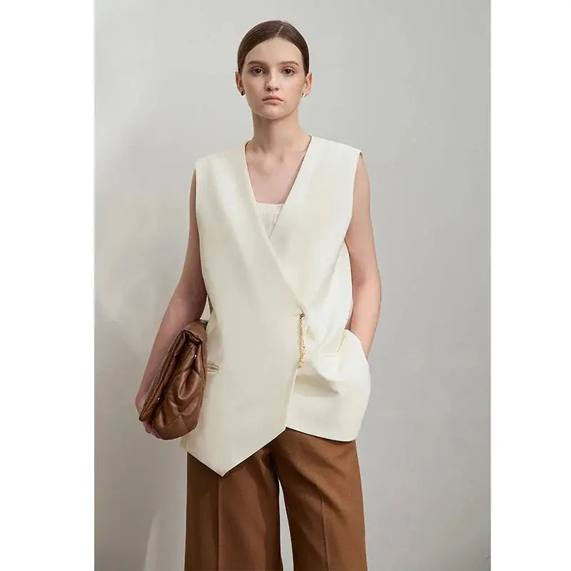 Women's Minimalist Sleeveless Mid-Length Vest