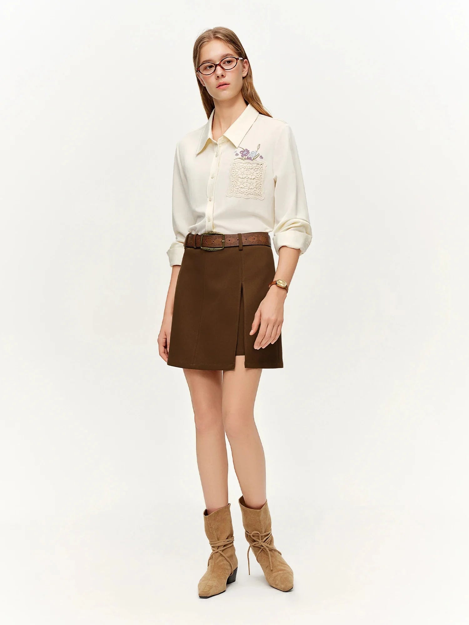 French Lace Embroidered Blouse Chic Cottagecore Shirt