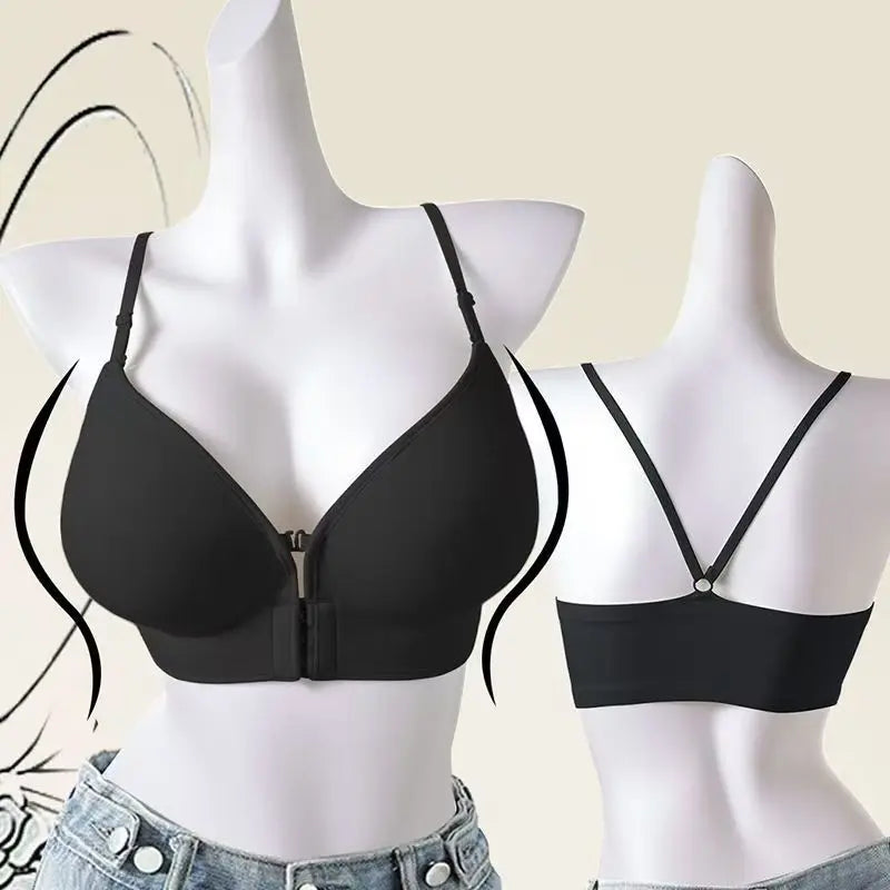 12cm Thickened Front Closure Push Up Bra - Ultra Thick Padded Lift for Small Chest, Deep Plunge Sexy Lingerie