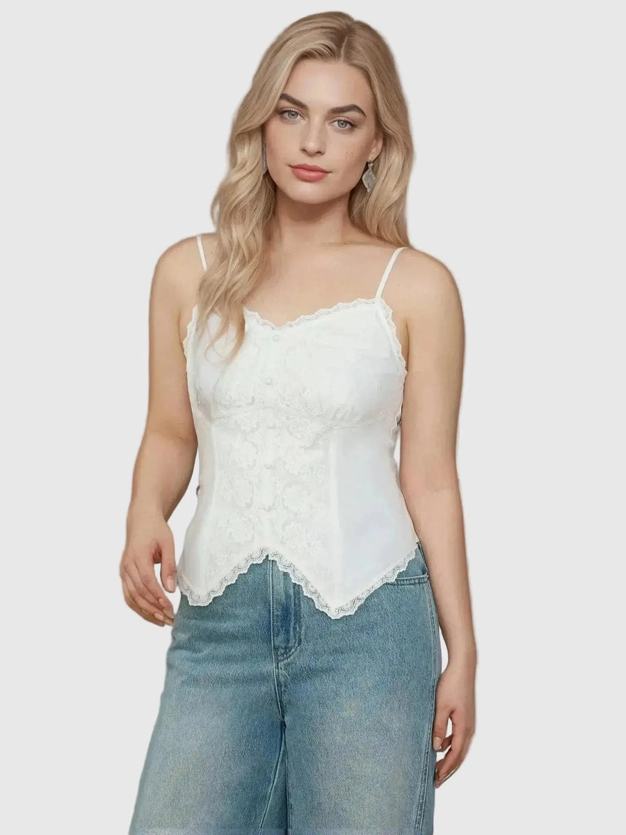 Women’s Plus Size White Lace Strap Top