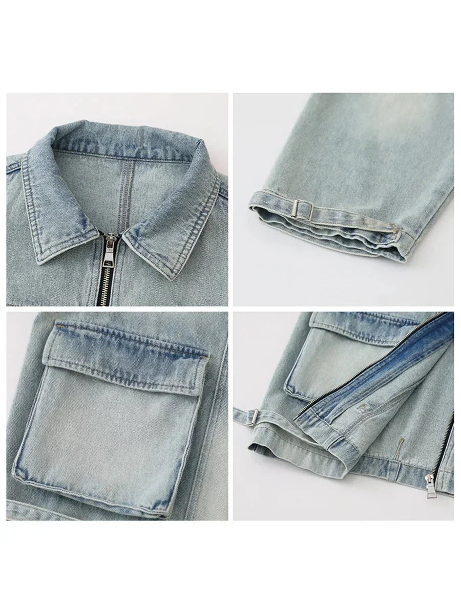 Loose Casual Blue Denim Jacket Spring Autumn Outerwear