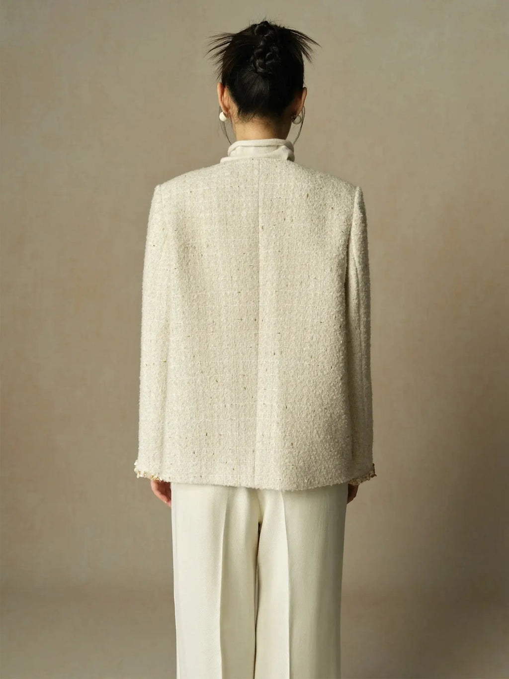 Women's Elegant Loose-Fit White Winter Coat
