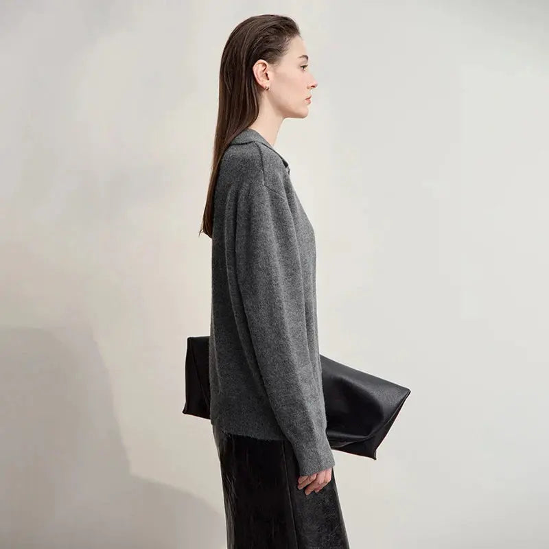 Chic Minimalist V-Neck Pullover Sweater