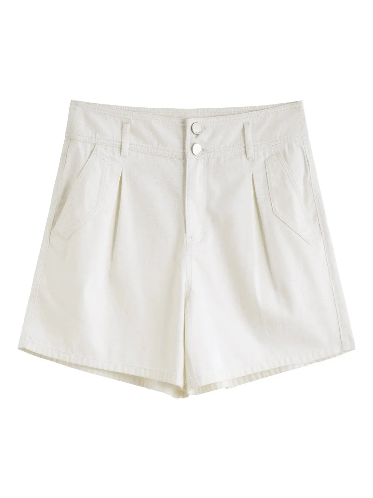 Plus Size High-Waist Pleated Denim Shorts