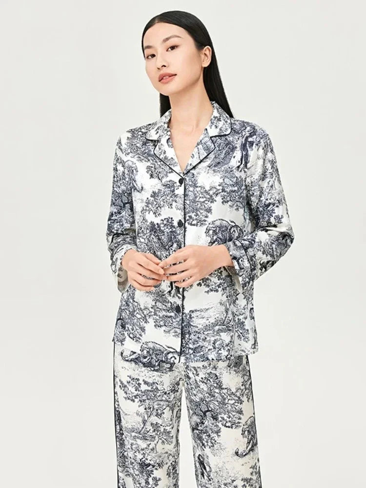 Women’s Mulberry Print Pajama Silk Lounge Set