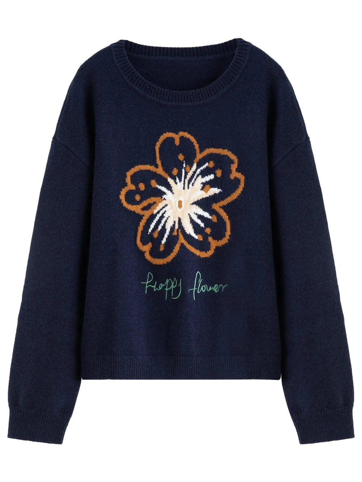 Women's Plus: Floral Knit Winter Pullover