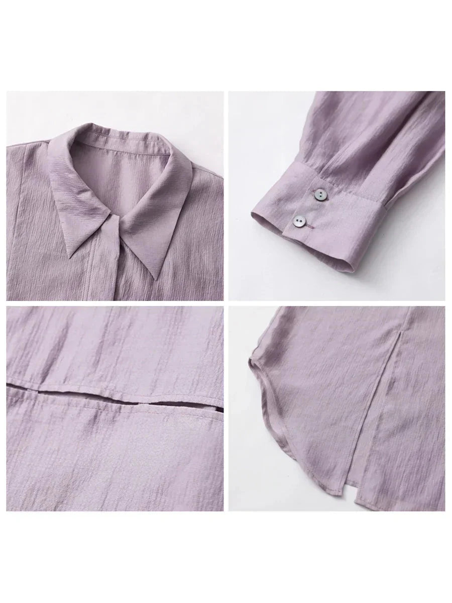 Thin Long Sleeve Shirt Loose Casual Summer Blouse