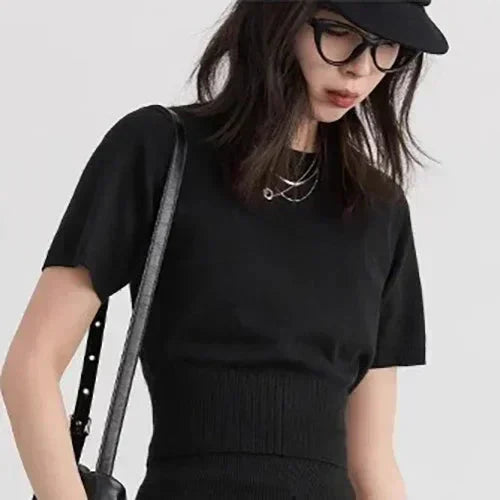 Women’s 3-Piece Knitted Skirt Set Pleated Cardigan Outfit