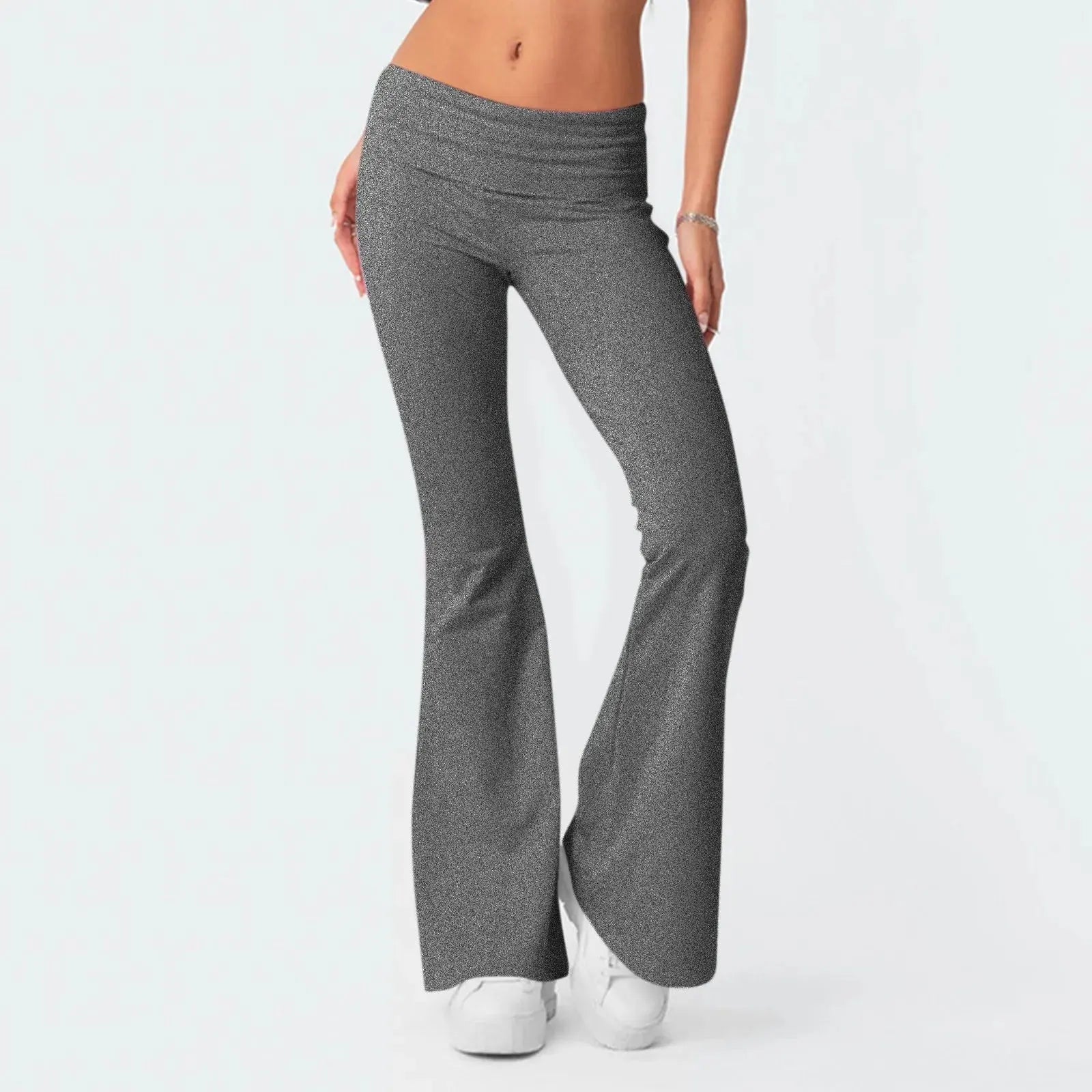 Solid Slim-Fit Flare Trousers