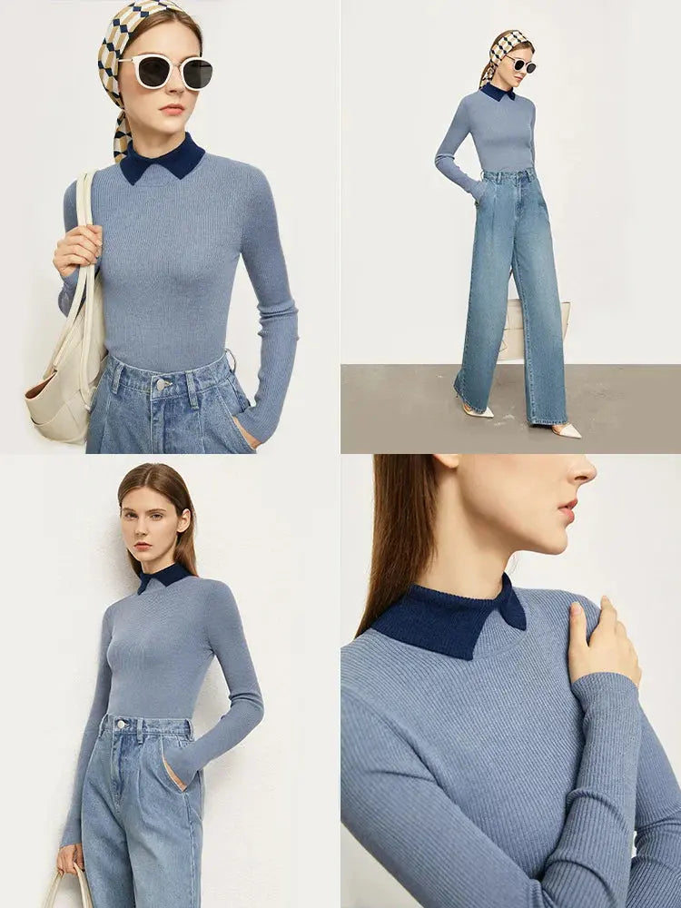 Minimalist Colorblock Knit Sweater
