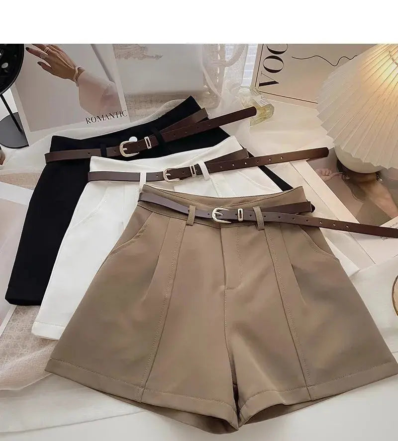 Vintage-Inspired Solid High-Waist A-Line Shorts