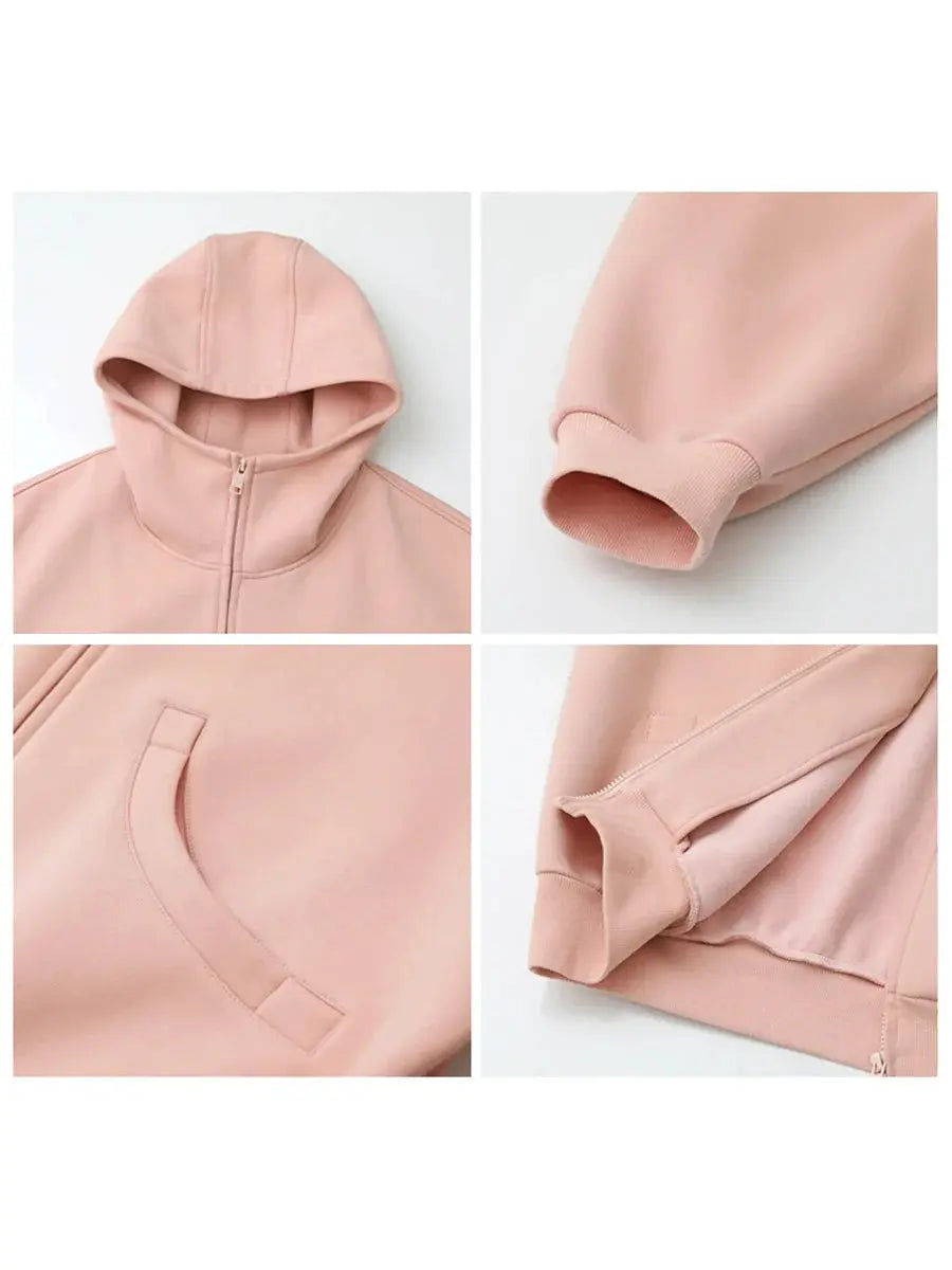 Plush Lined Oversize Coat with Double Zipper