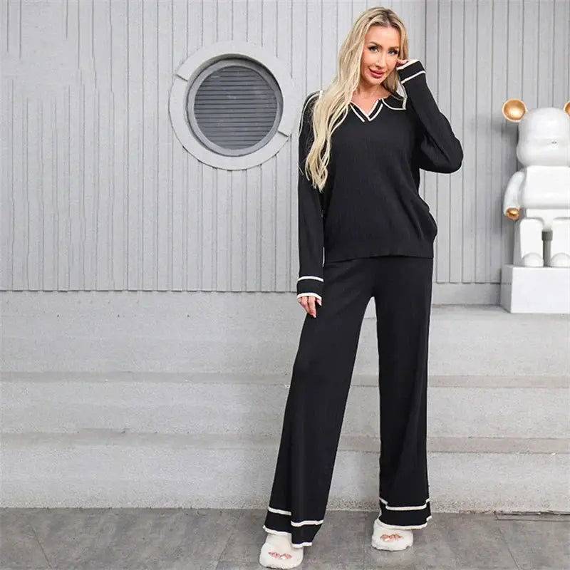 Women's Fine Knit Two-Piece Suit | High-Waist & Slim Fit