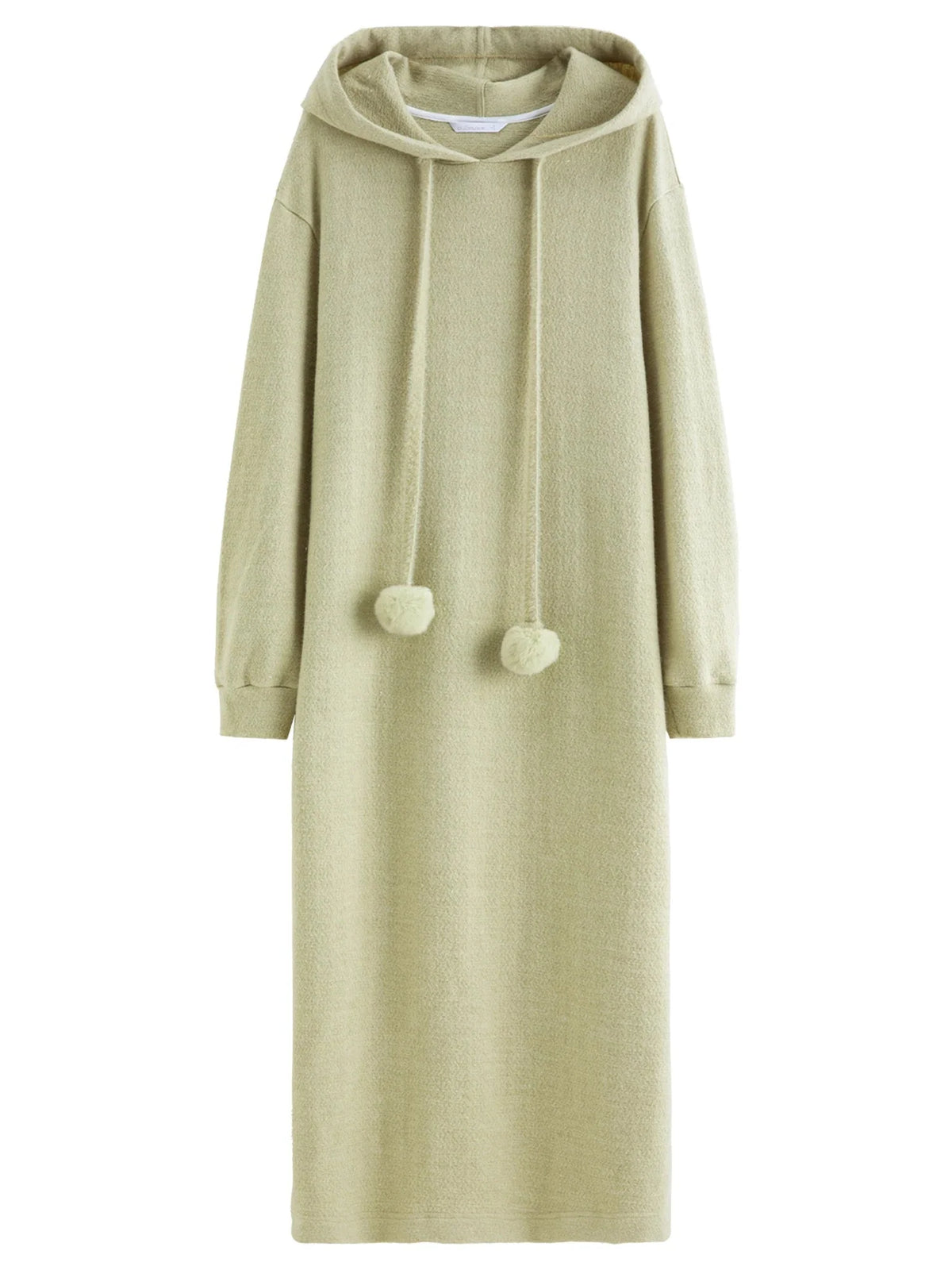 Hooded Knit Dress Drawstring Waist Winter Tunic