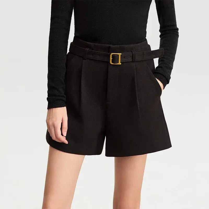 Office Vintage High-Waist Belted Shorts