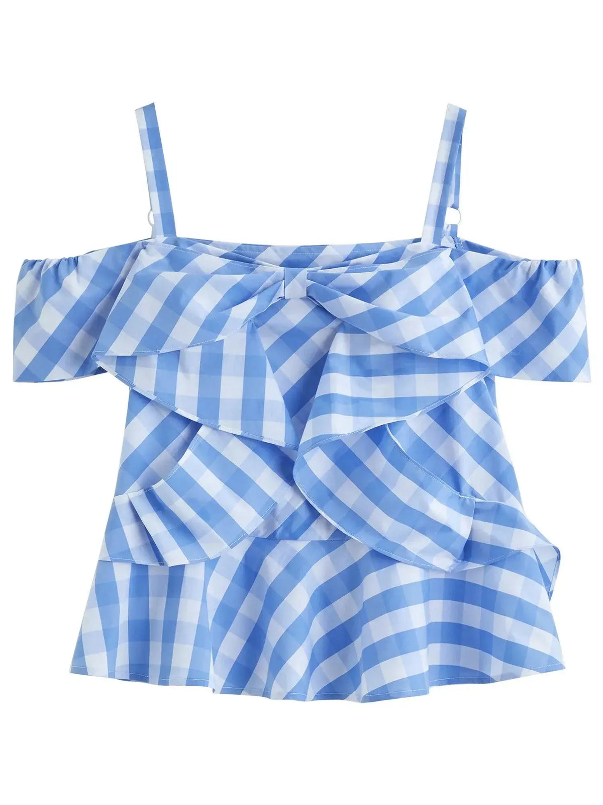Asymmetric Checkered Blouse Geometric Print Top