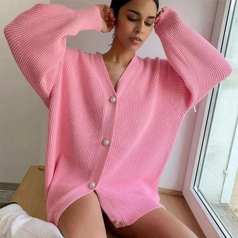 Elegant V-Neck Cardigan Sweater