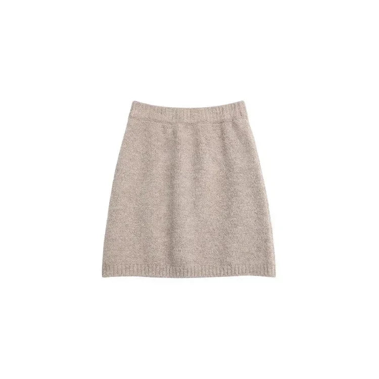 V-Neck Sweater & Mini Skirt Set 2-Piece Knit Outfit