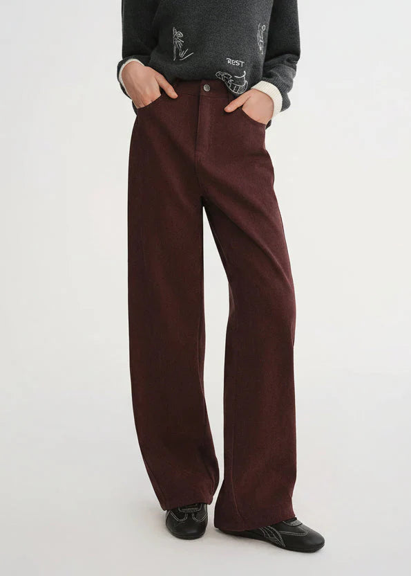 High Waist Wide Leg Pants Winter Office Trousers