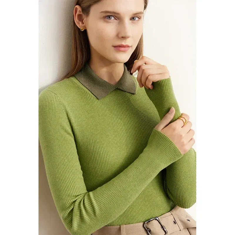 Minimalist Colorblock Knit Sweater
