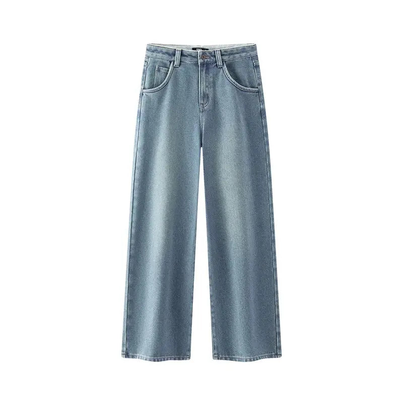 High Waist Fleece Lined Wide Leg Jeans