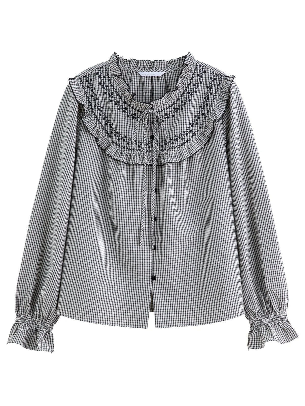 Ruffled Plaid Shirt Sweet Autumn Long Sleeve