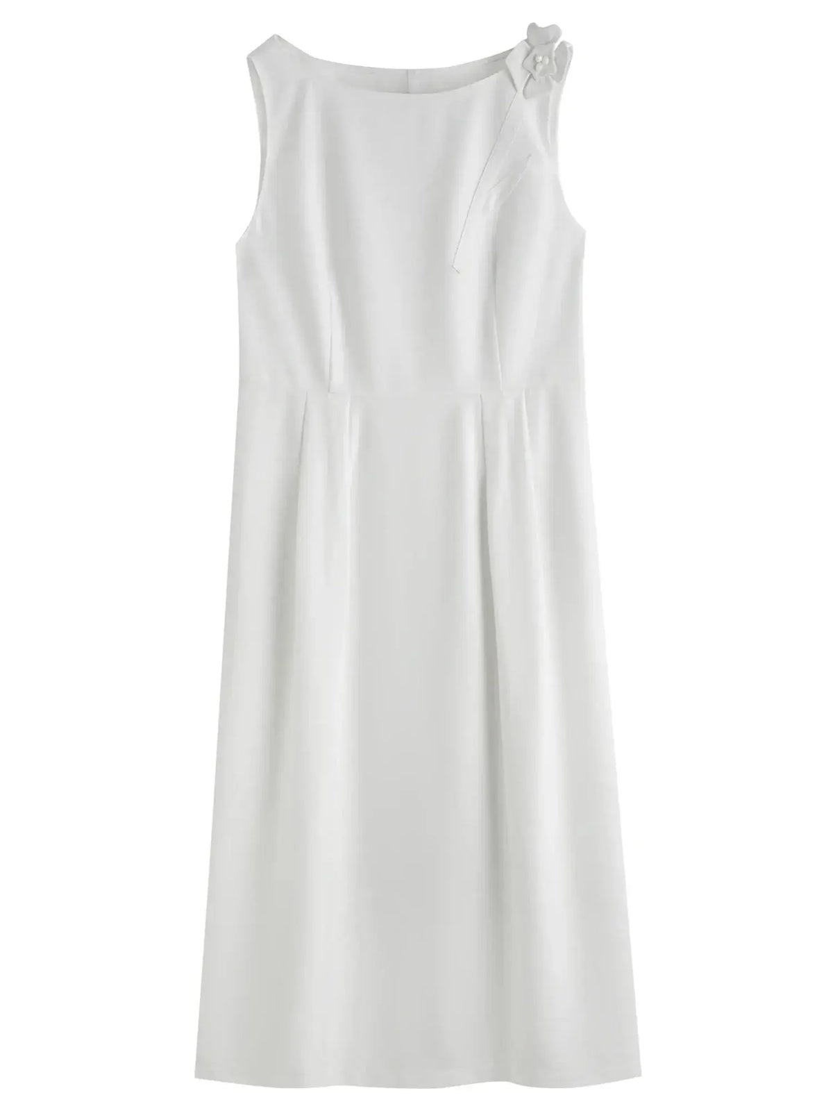 Plus Size Choker Vest Dress with Floral Brooch