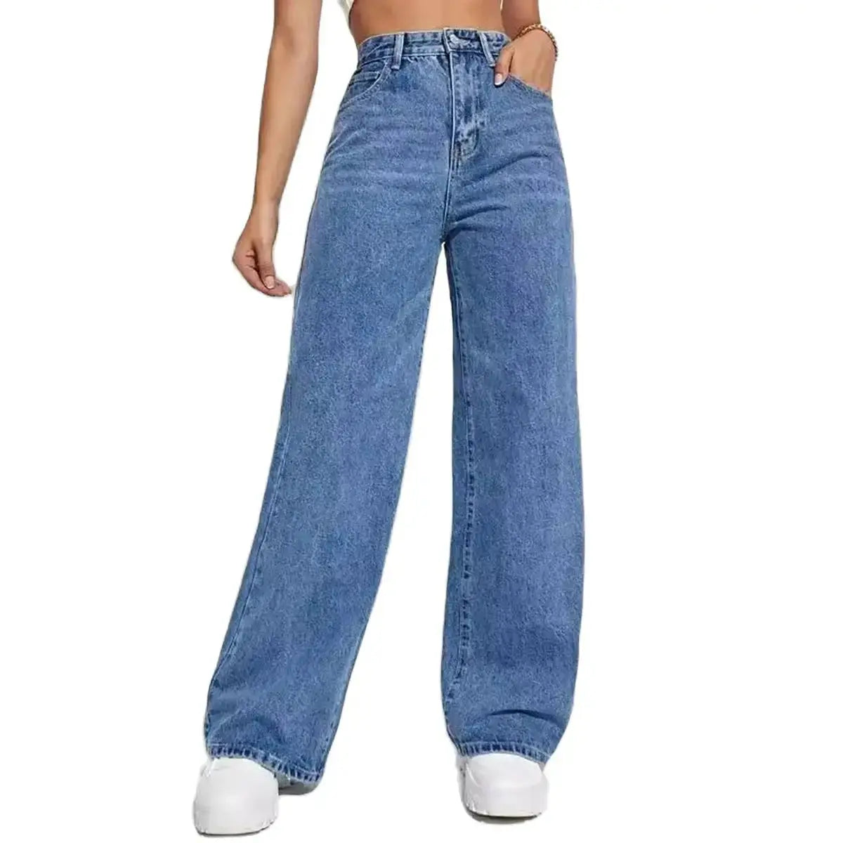 The New Dark Blue Wide-Leg Straight Jean: Effortlessly Stylish